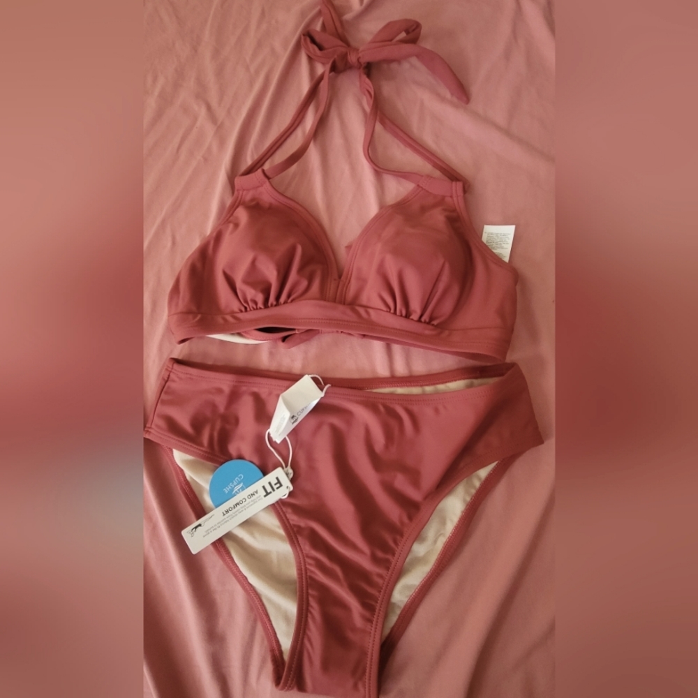 Cupshe halter bikini rose pink small